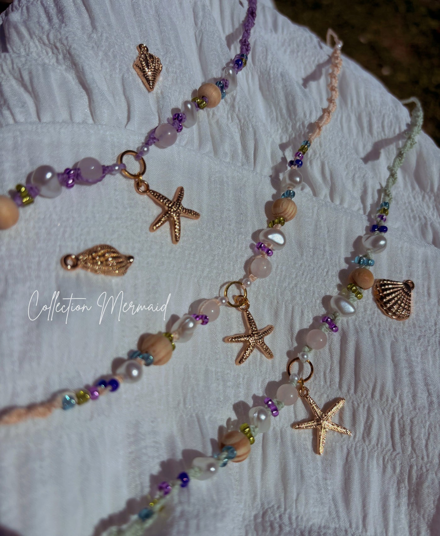 Collier océan Mermaid avec pierre naturelle quartz rose